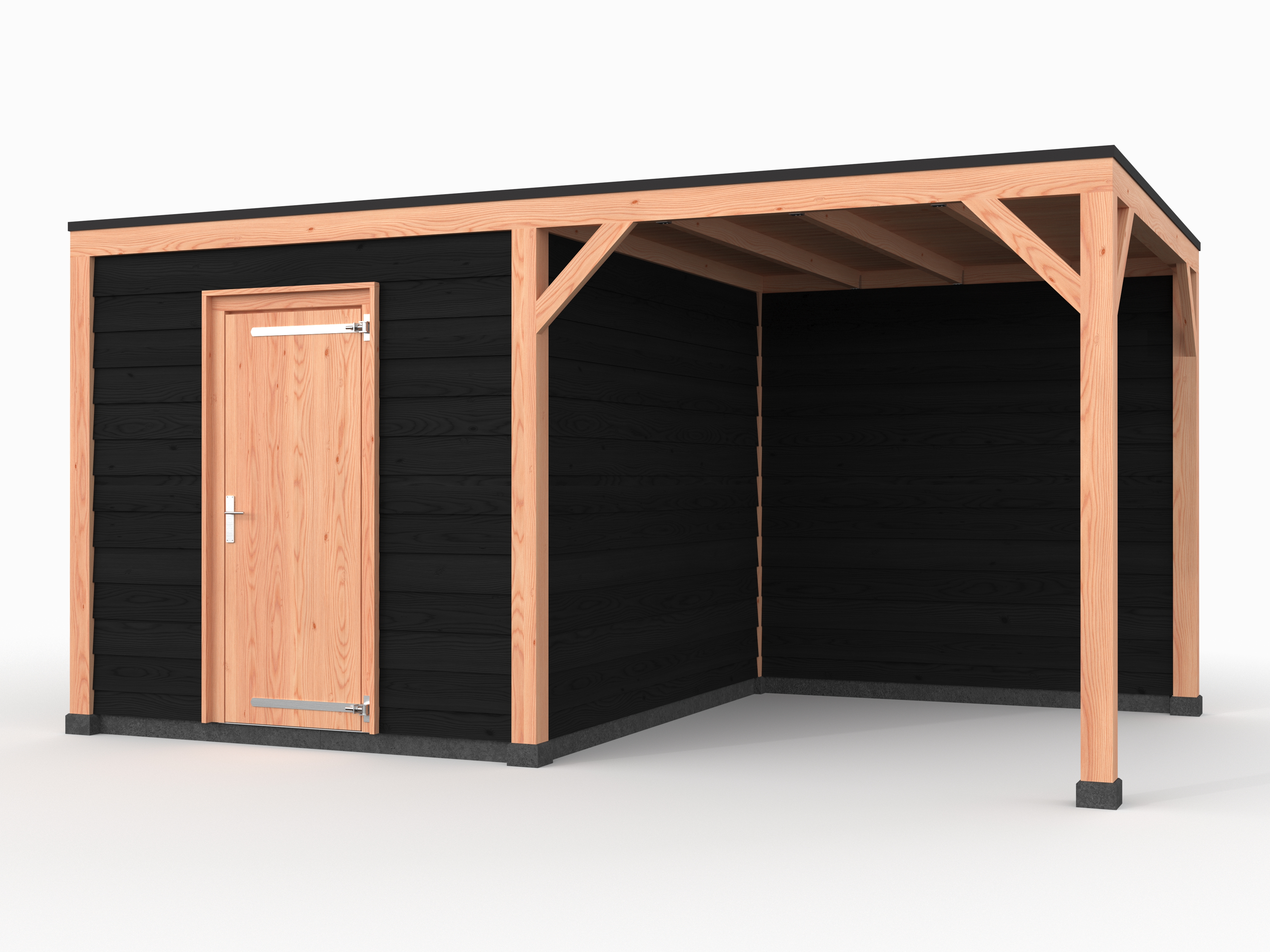 Douglas overkapping, 500 x 300, met zwarte schuur en achterwand, Westwood Solo - Afbeelding 1